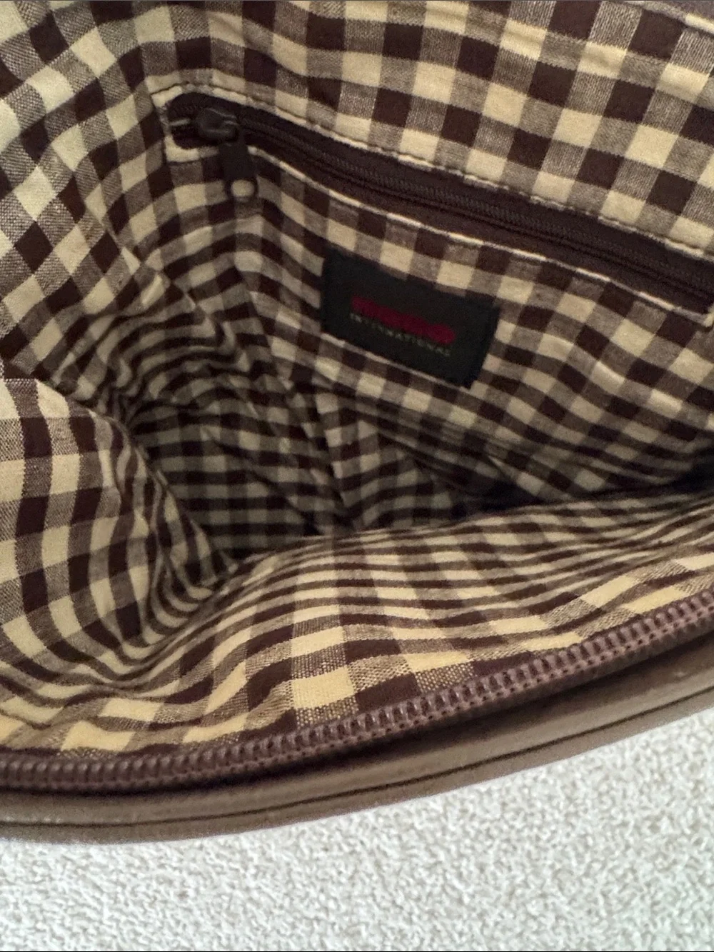 HOBO Brown Leather Fold-Over Clutch with Silver Ring Accent
